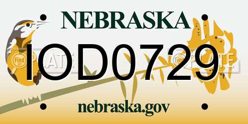 IOD0729 Nebraska License Plate