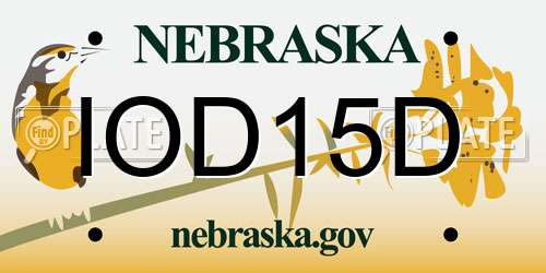 IOD15D Nebraska License Plate