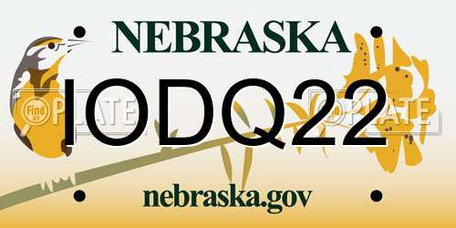 IODQ22 Nebraska License Plate