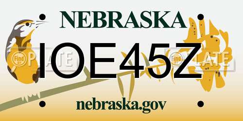 IOE45Z Nebraska License Plate