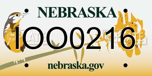 IOO0216 Nebraska License Plate