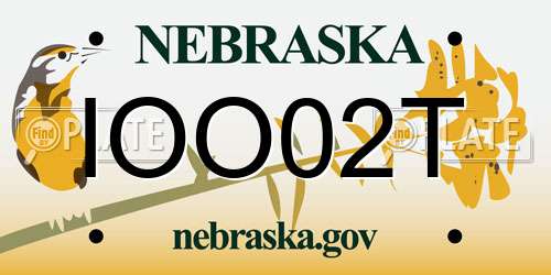 IOO02T Nebraska License Plate