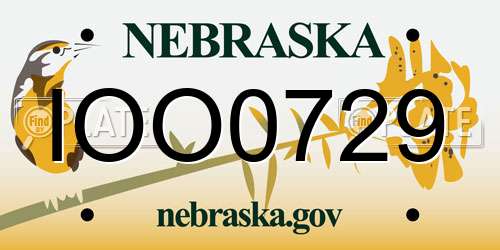 IOO0729 Nebraska License Plate