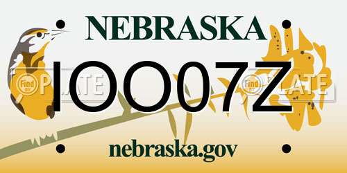 IOO07Z Nebraska License Plate