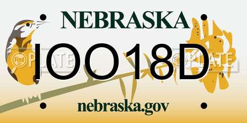 IOO18D Nebraska License Plate