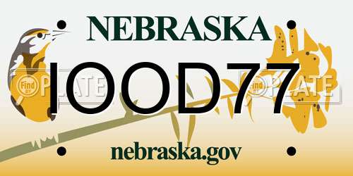 IOOD77 Nebraska License Plate