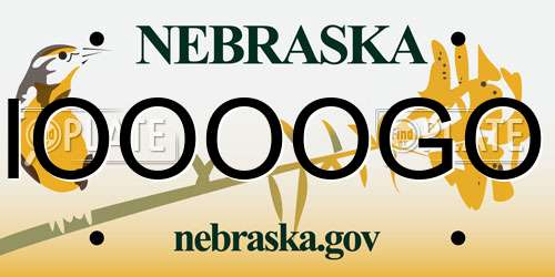 IOOOOGO Nebraska License Plate