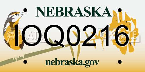 IOQ0216 Nebraska License Plate