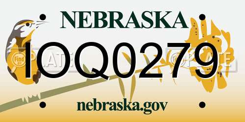 IOQ0279 Nebraska License Plate