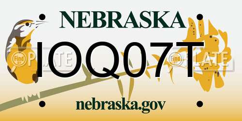 IOQ07T Nebraska License Plate