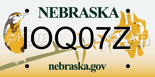 IOQ07Z Nebraska License Plate
