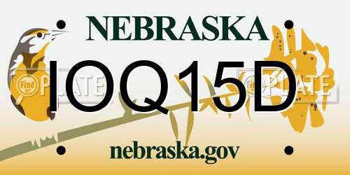 IOQ15D Nebraska License Plate