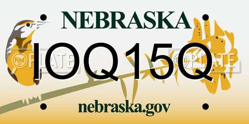 IOQ15Q Nebraska License Plate