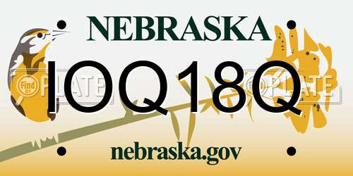 IOQ18Q Nebraska License Plate