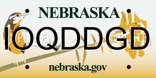 IOQDDGD Nebraska License Plate