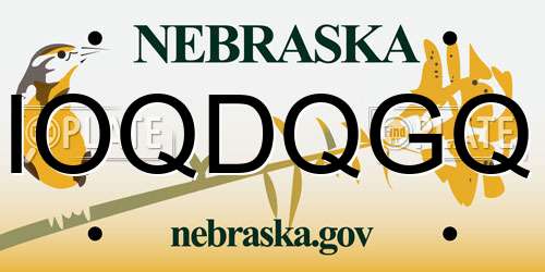 IOQDQGQ Nebraska License Plate