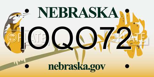 IOQO72 Nebraska License Plate