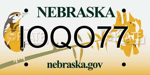 IOQO77 Nebraska License Plate