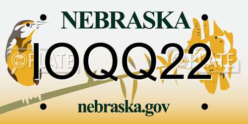IOQQ22 Nebraska License Plate