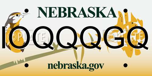 IOQQQGQ Nebraska License Plate