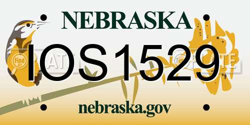 IOS1529 Nebraska License Plate
