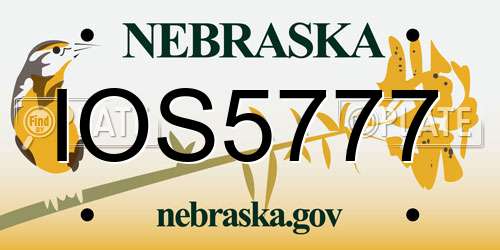 IOS5777 Nebraska License Plate