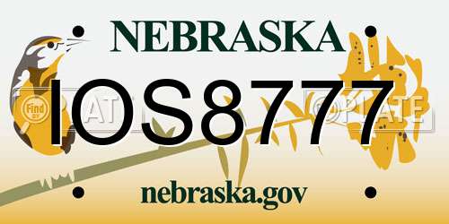 IOS8777 Nebraska License Plate