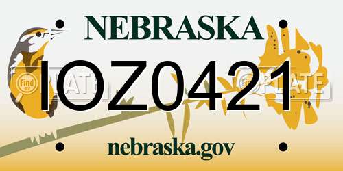 IOZ0421 Nebraska License Plate