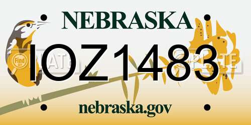 IOZ1483 Nebraska License Plate