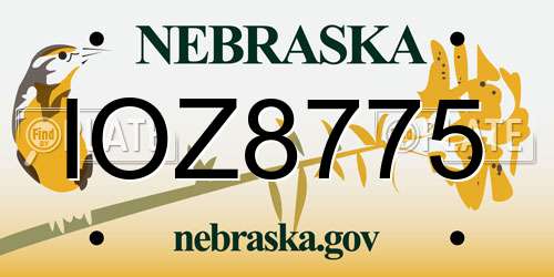 IOZ8775 Nebraska License Plate