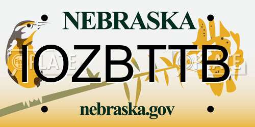 IOZBTTB Nebraska License Plate