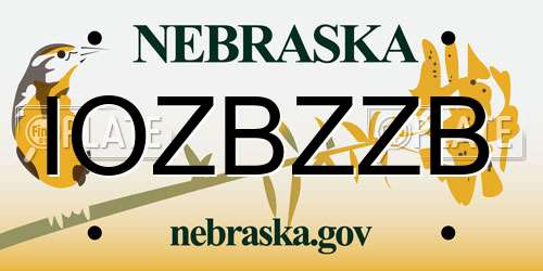 IOZBZZB Nebraska License Plate