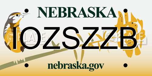 IOZSZZB Nebraska License Plate