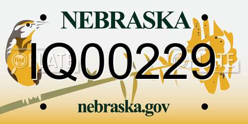 IQ00229 Nebraska License Plate