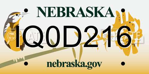 IQ0D216 Nebraska License Plate
