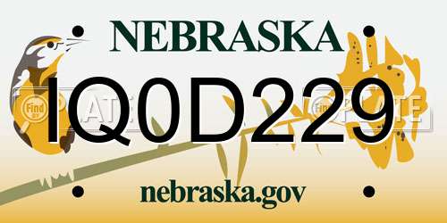 IQ0D229 Nebraska License Plate