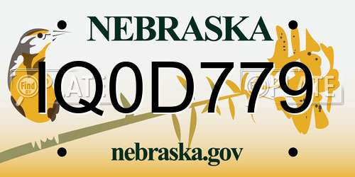 IQ0D779 Nebraska License Plate