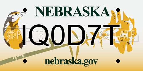 IQ0D7T Nebraska License Plate