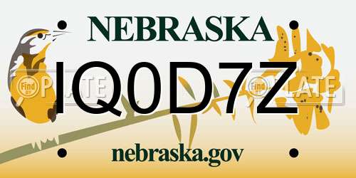 IQ0D7Z Nebraska License Plate