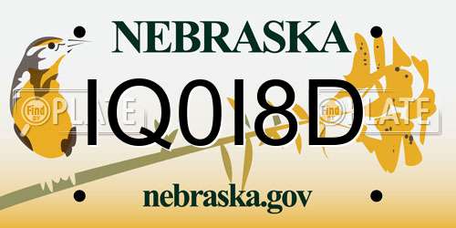 IQ0I8D Nebraska License Plate