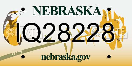IQ28228 Nebraska License Plate