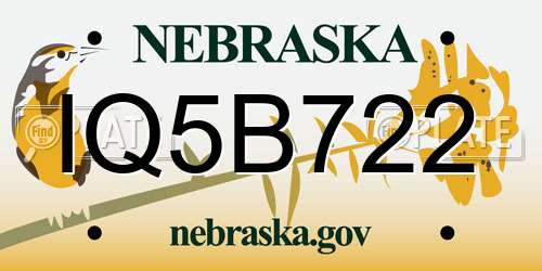 IQ5B722 Nebraska License Plate