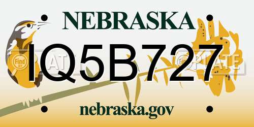 IQ5B727 Nebraska License Plate