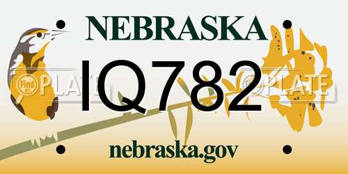 IQ782 Nebraska License Plate