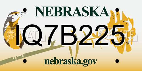 IQ7B225 Nebraska License Plate