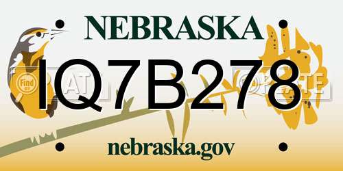 IQ7B278 Nebraska License Plate