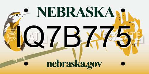 IQ7B775 Nebraska License Plate