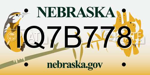 IQ7B778 Nebraska License Plate