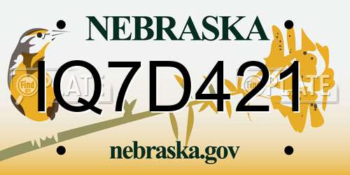 IQ7D421 Nebraska License Plate