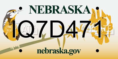 IQ7D471 Nebraska License Plate